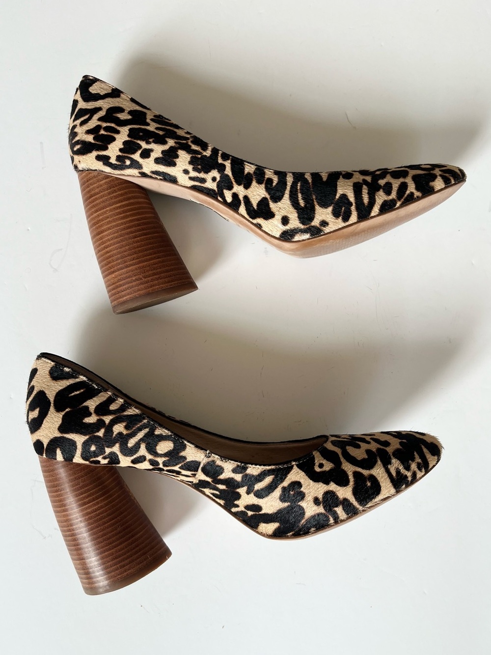 Louise et Cie leopard print pony hair heels chunky block heel